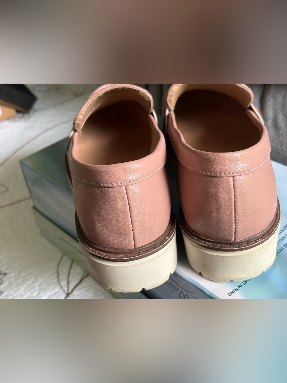 Journee Collection Pink Leather Lug Sole Loafers EUC - Picture 6 of 6